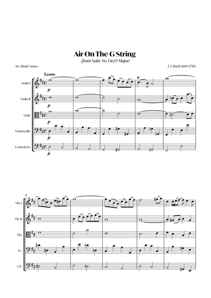 Air On The G String (from Suite No.3 in D Major) (Bach) - String quintet image number null