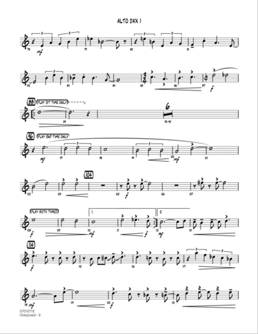 Overjoyed - Alto Sax 1 Alto Saxophone scores gallery preview page 2