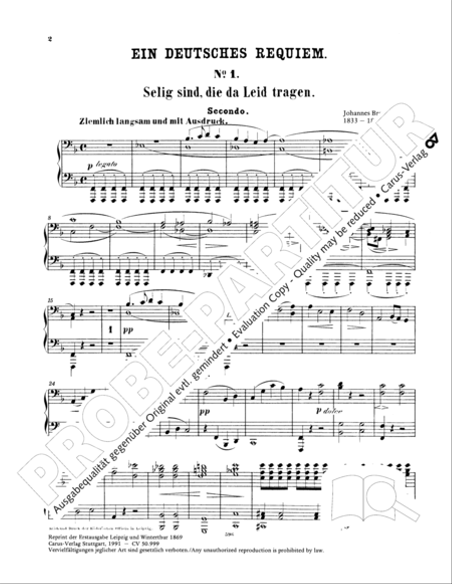Ein Deutsches Requiem (German Requiem) Piano Duet scores gallery preview page 11