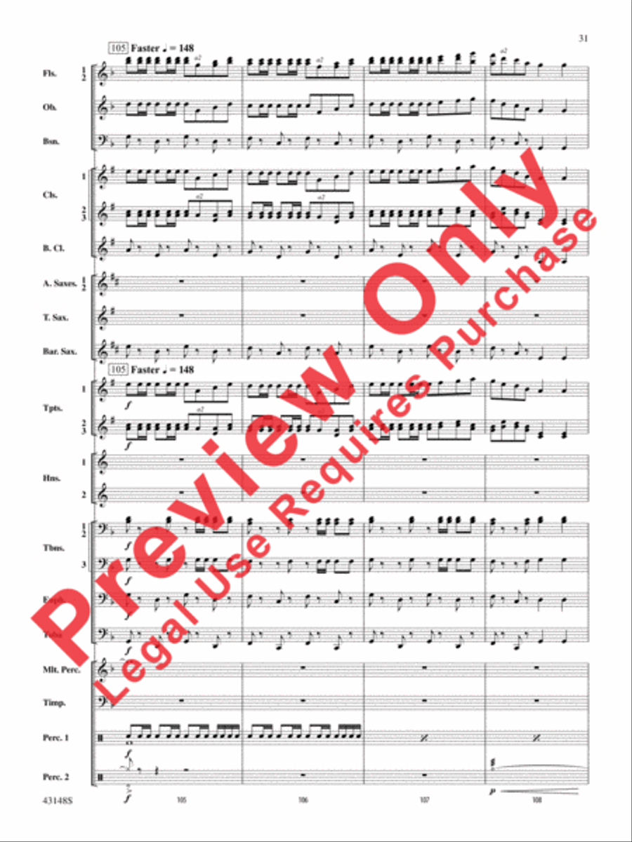 Of Sea and Song Concert Band scores gallery preview page 32