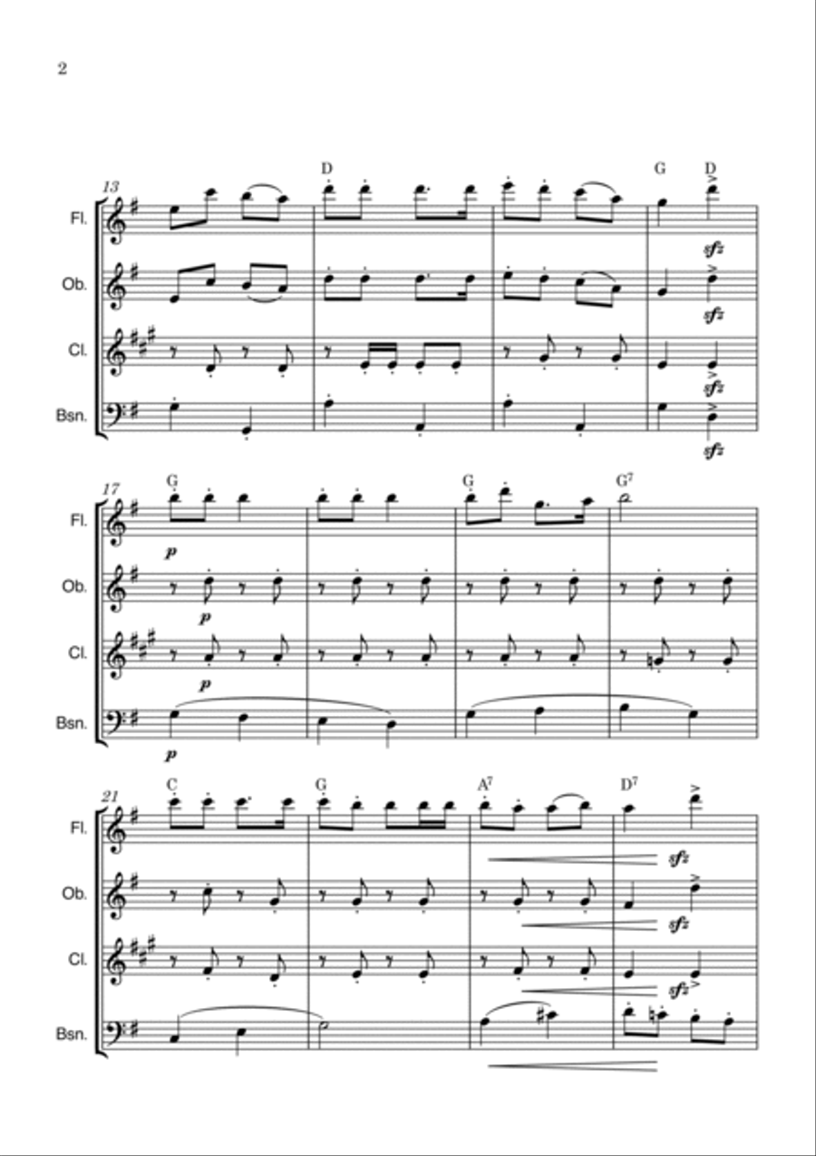 Jingle Bells Woodwind Quartet scores gallery preview page 2