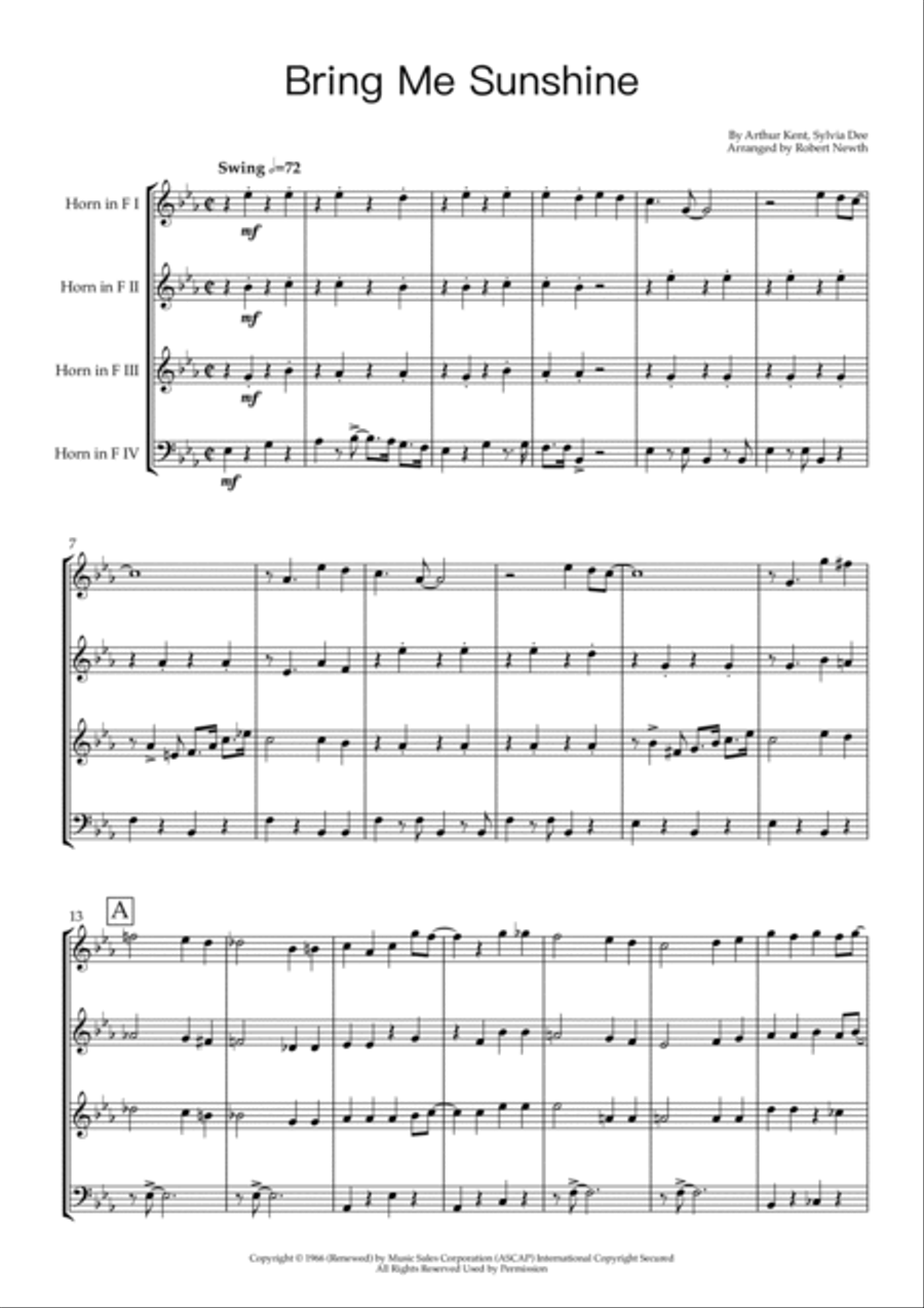 Bring Me Sunshine Brass Ensemble scores gallery preview page 1