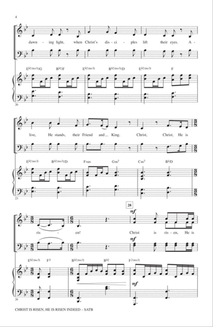 Christ Is Risen, He Is Risen Indeed (arr. James Koerts) 4-Part scores gallery preview page 3
