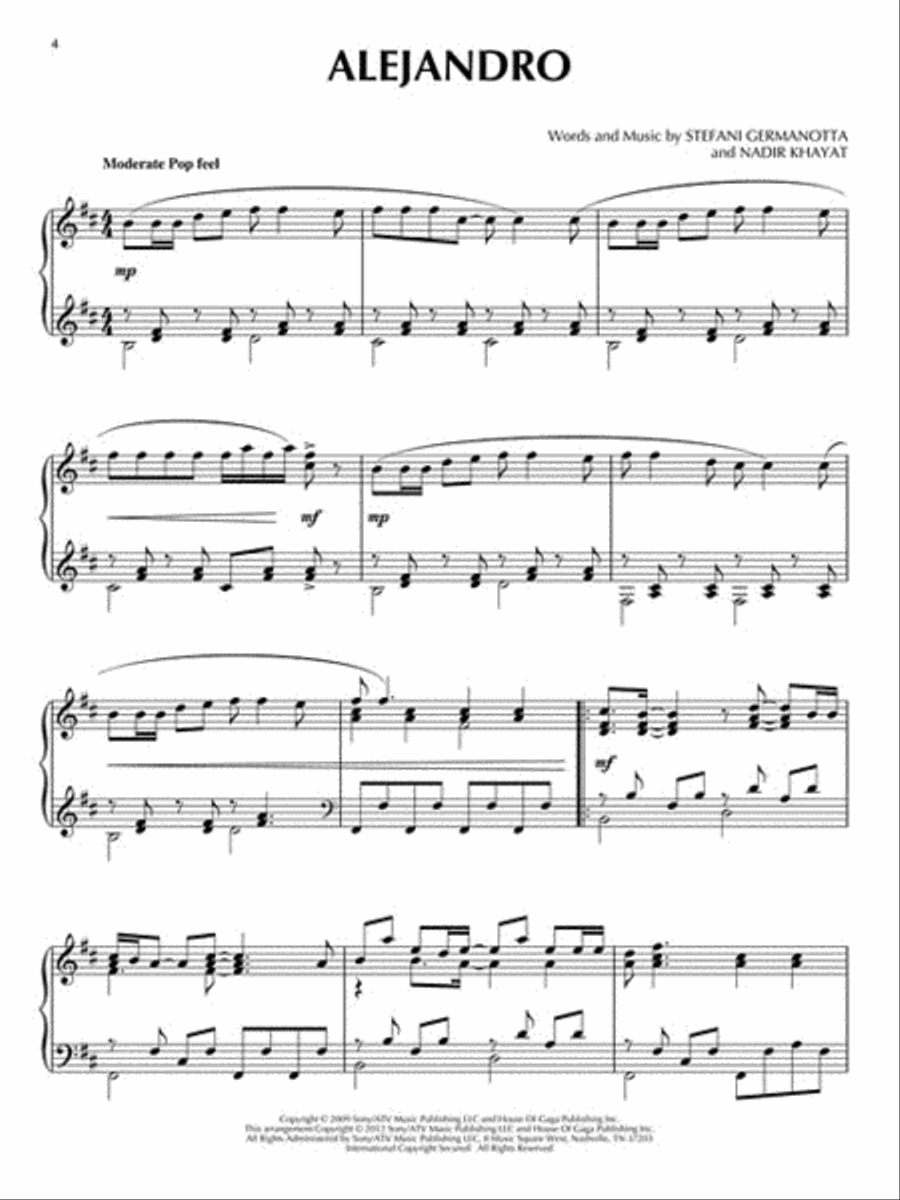 Lady Gaga Piano Solo scores gallery preview page 3