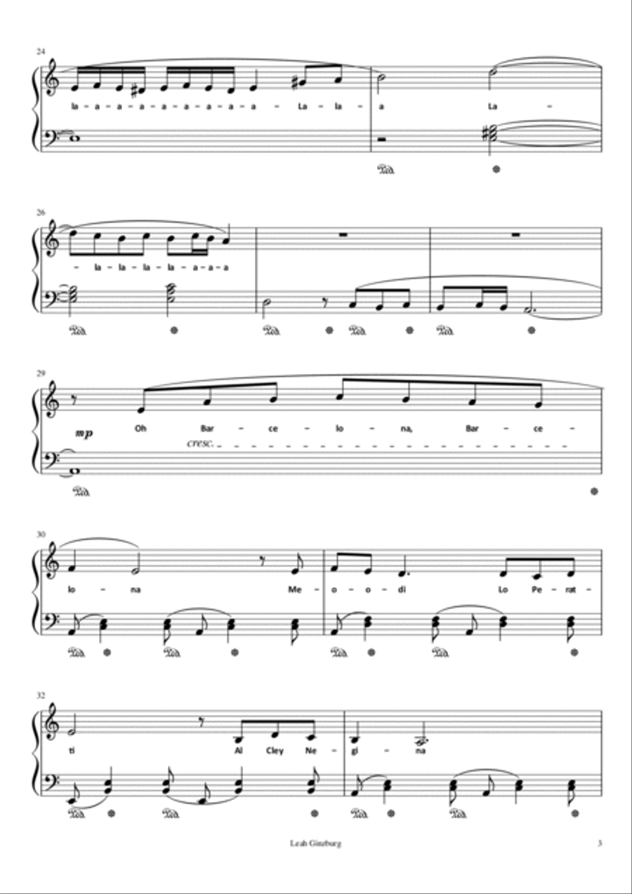 Oh Barcelona Oh Barcelona Piano, Vocal, Guitar scores gallery preview page 3