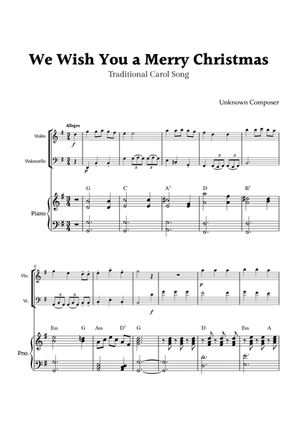 We Wish you a Merry Christmas for Piano Trio with Chords image number null