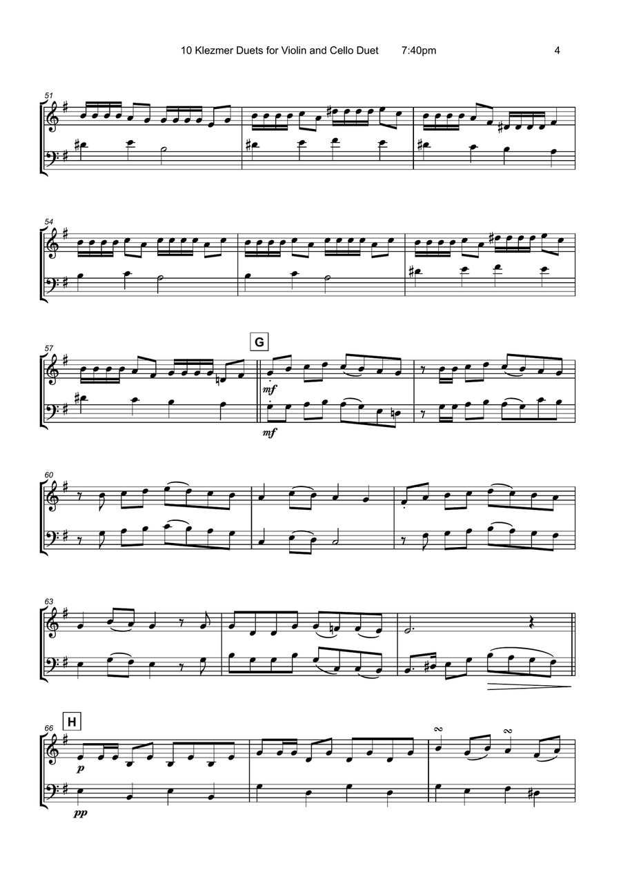 10 Klezmer Duets for Violin and Cello String Duet scores gallery preview page 6