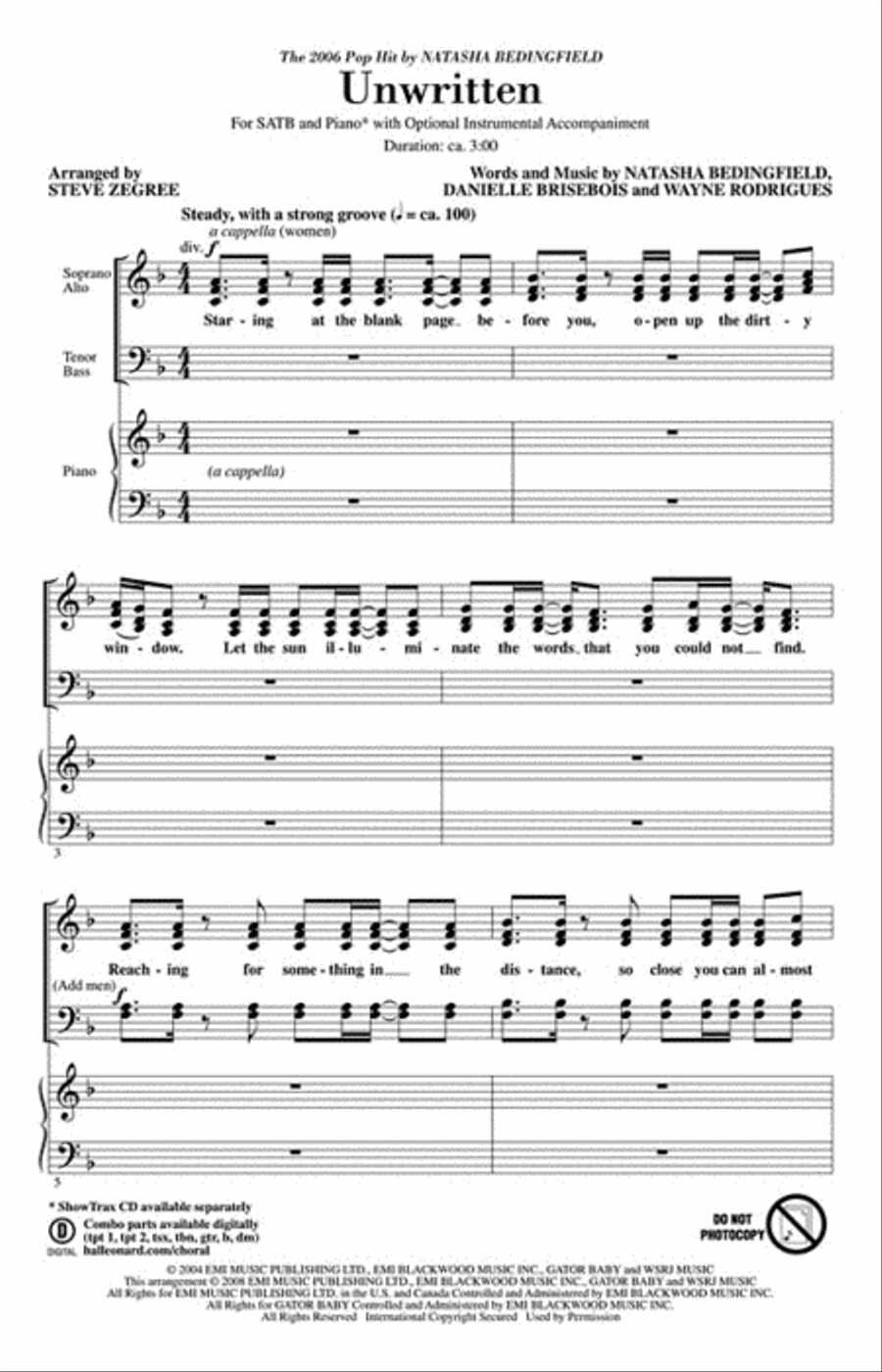 Unwritten 4-Part scores gallery preview page 2