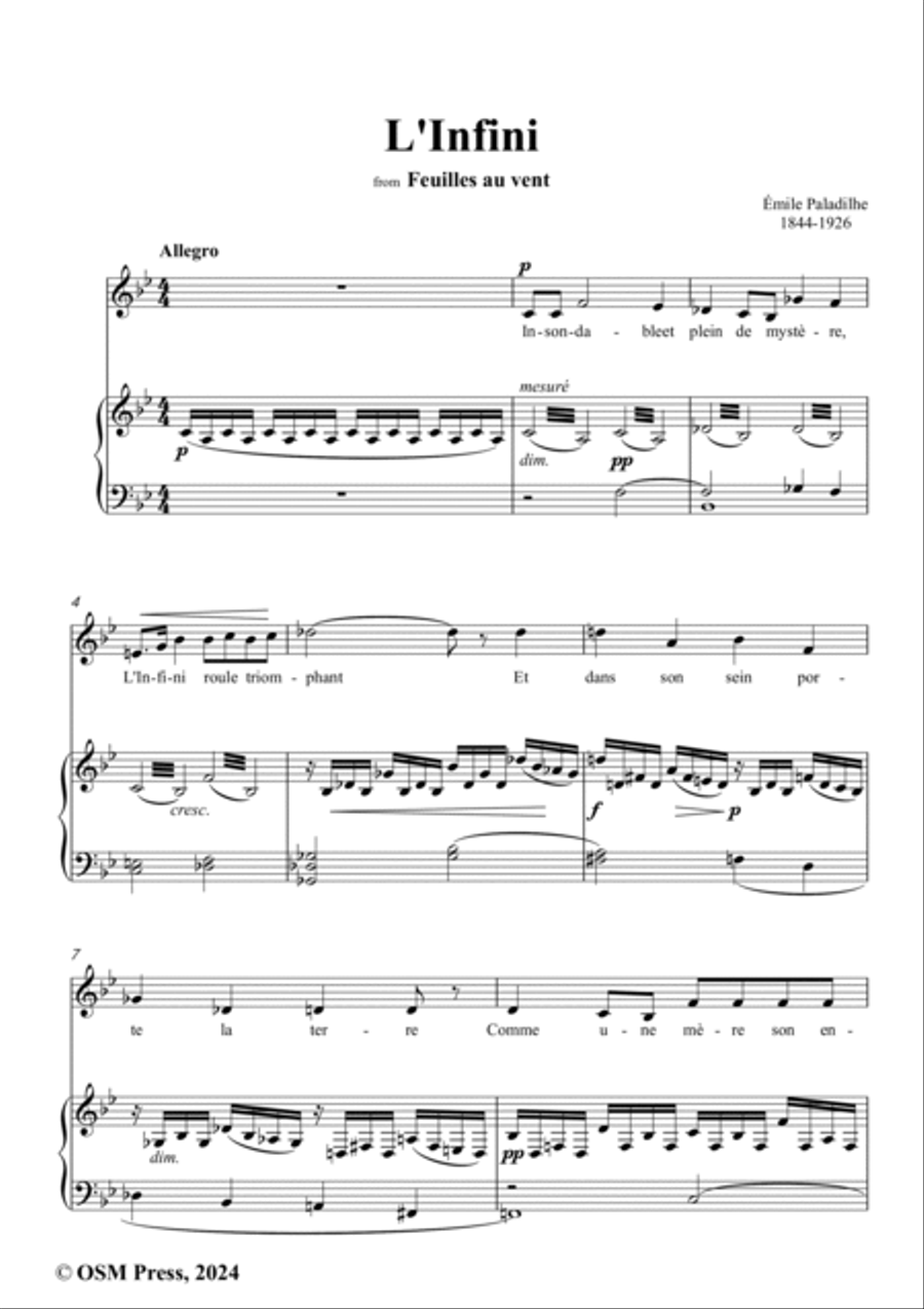 Paladilhe-L'Infini,in B flat Major Voice scores gallery preview page 2