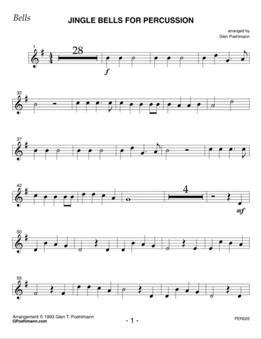 JINGLE BELLS FOR PERCUSSION - PERCUSSION ENSEMBLE Percussion Ensemble scores gallery preview page 6