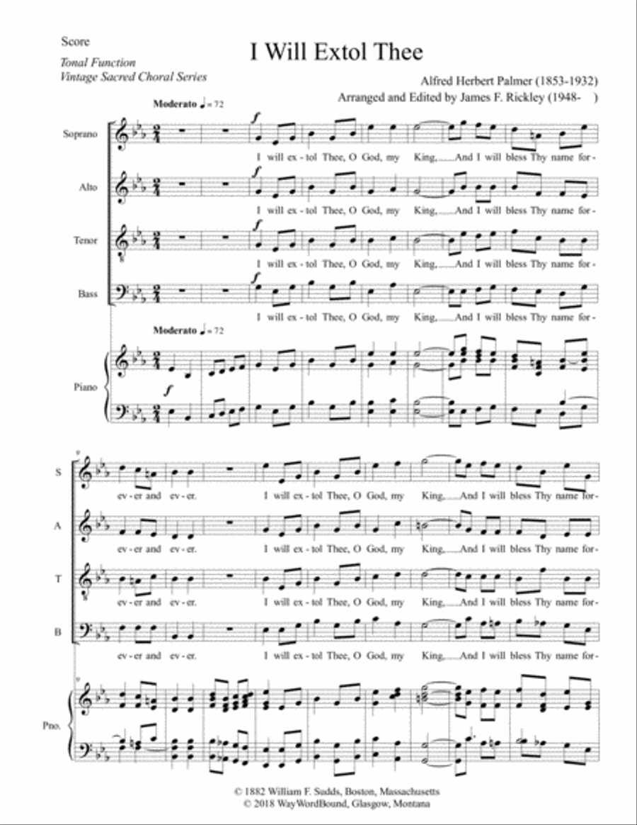 I Will Extol Thee 4-Part scores gallery preview page 1