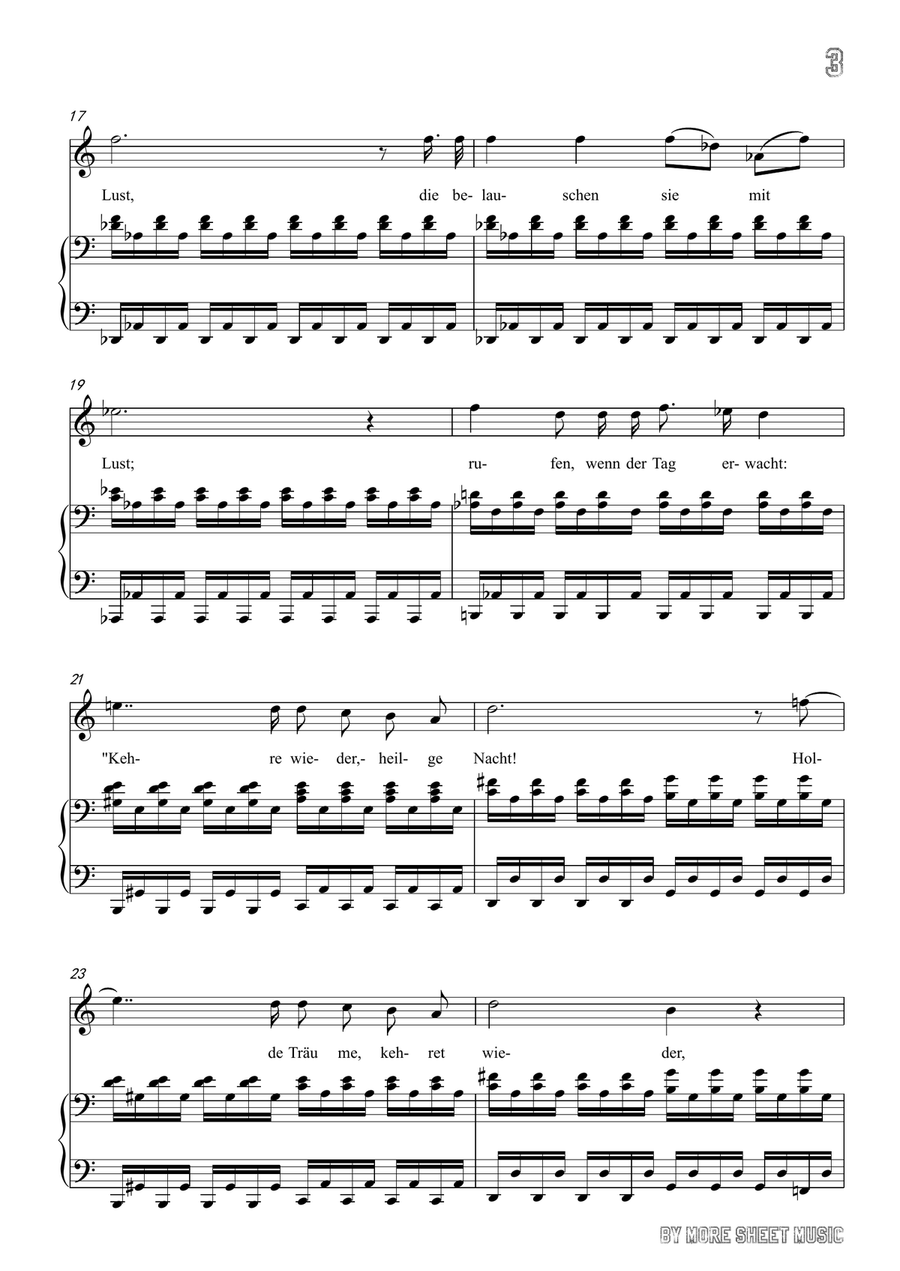Schubert-Nacht und Träume in C Major,for voice and piano Piano, Vocal scores gallery preview page 5