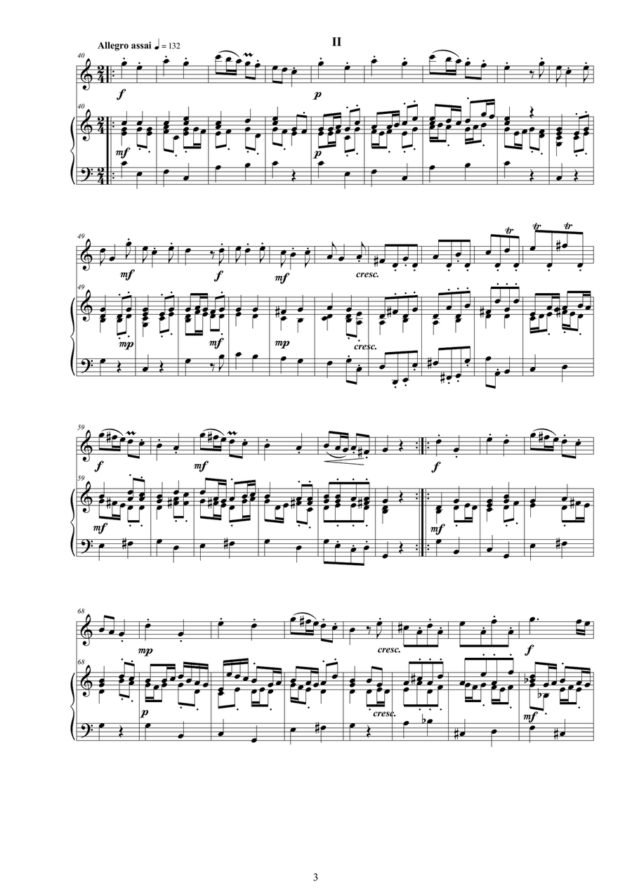 Vivaldi - Flute Sonata in C major RV 48 for Flute and Cembalo or Piano Flute scores gallery preview page 3