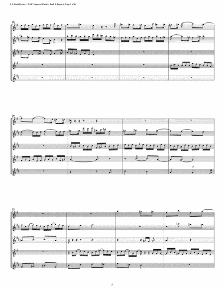 Fugue 04 from Well-Tempered Clavier, Book 2 (Saxophone Quintet) image number null