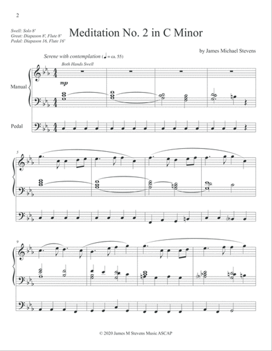 Meditation No. 2 for Organ in C Minor Organ Solo scores gallery preview page 2