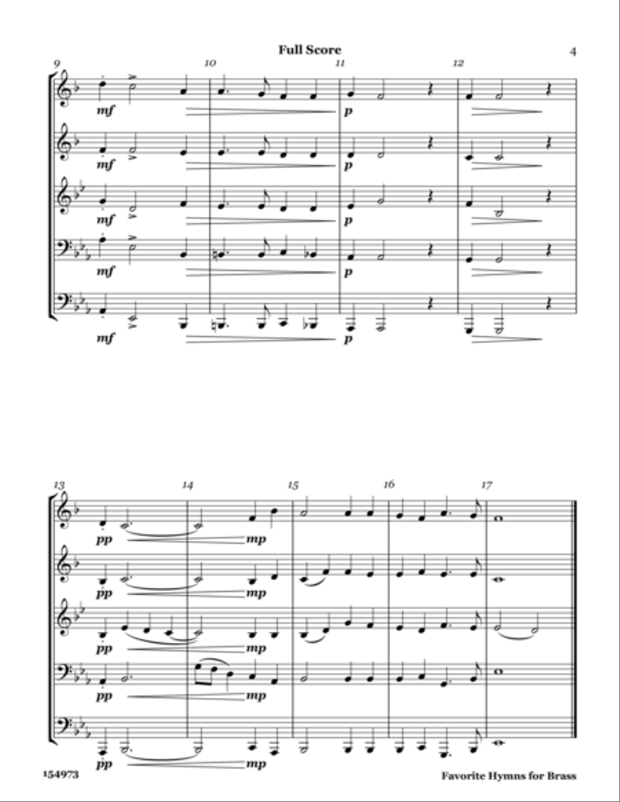 Favorite Hymns for Brass Quintet Brass Quintet scores gallery preview page 5