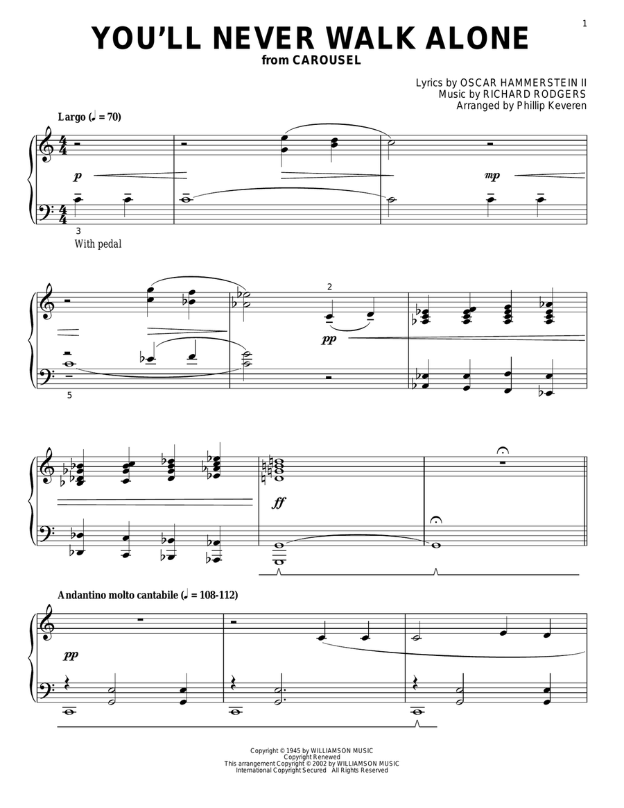 You'll Never Walk Alone (from Carousel) (arr. Phillip Keveren) Piano Solo scores gallery preview page 1