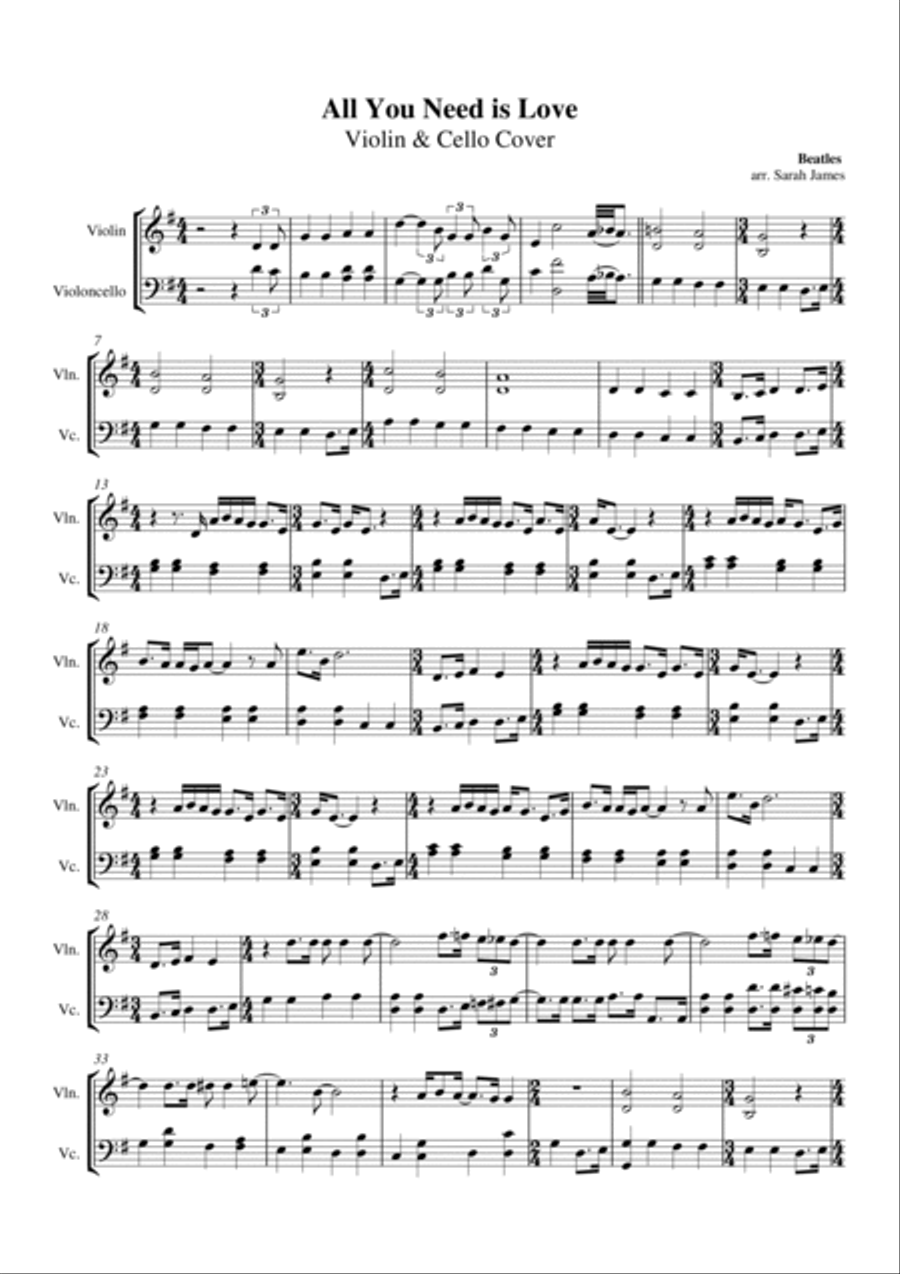 All You Need Is Love Score and Parts scores gallery preview page 2