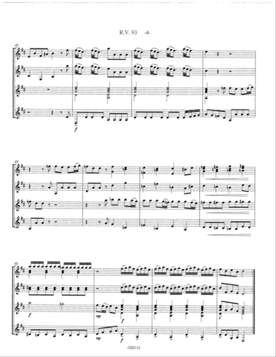 Lute Concerto in D R.V. 93 arr. for guitar quartet