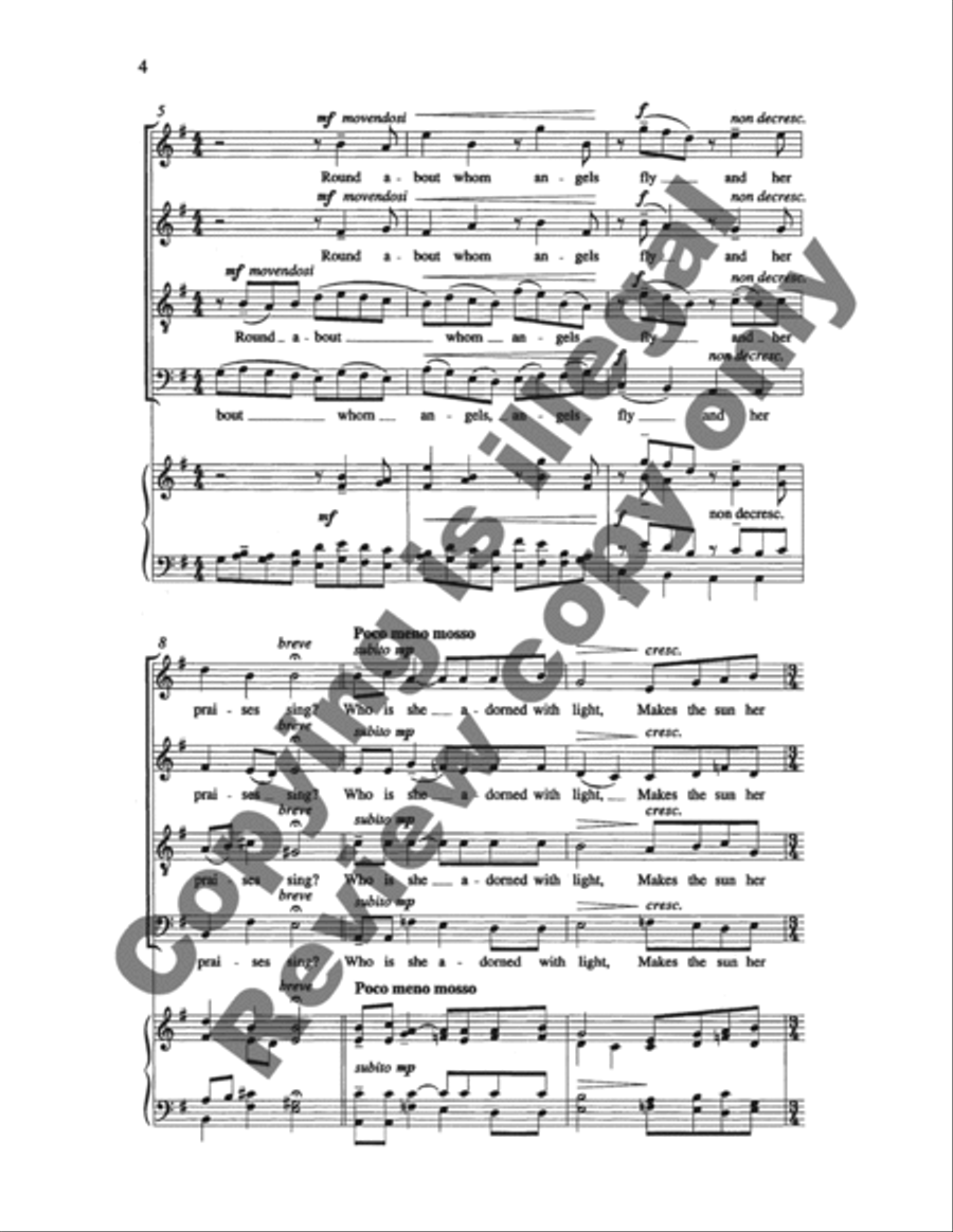 Two Hymns to the Virgin: 2. Who Is She Ascends So High? 4-Part scores gallery preview page 3