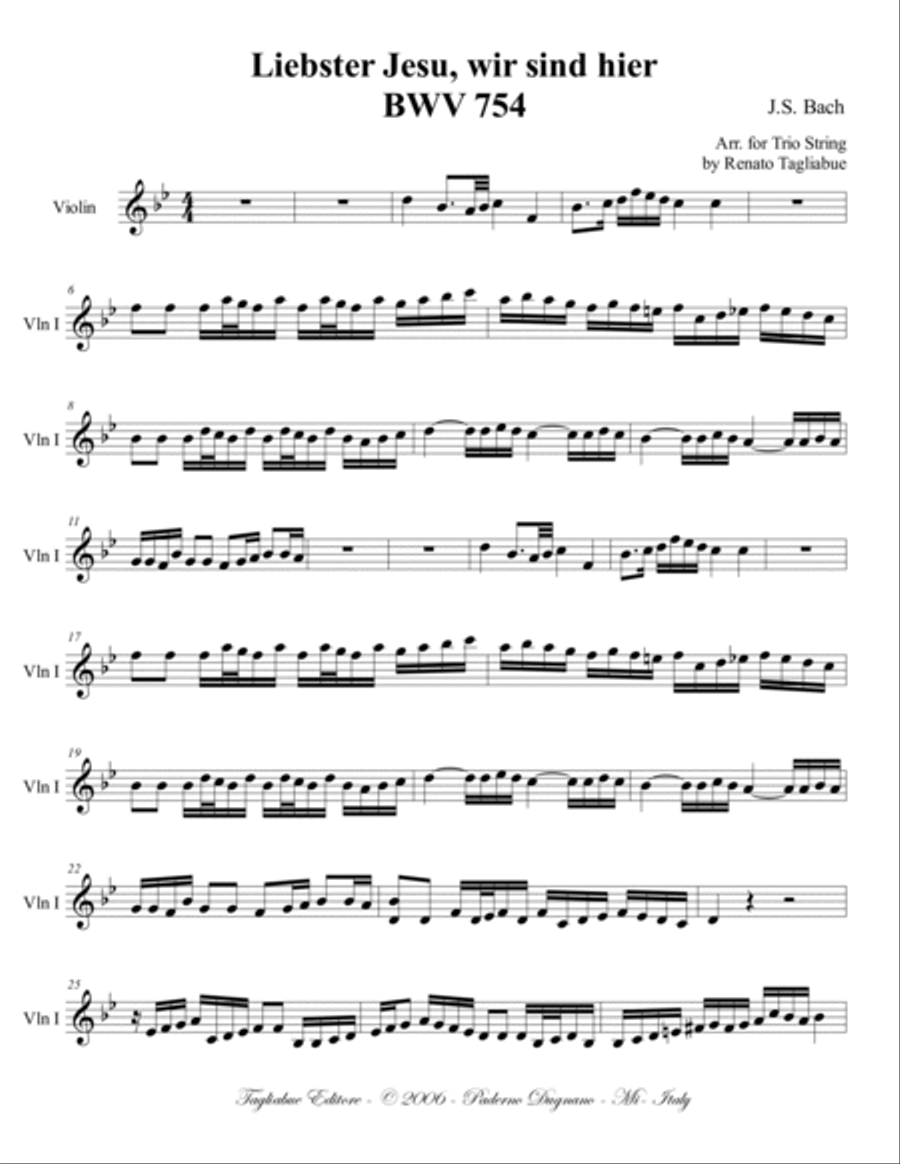 Liebster Jesu, wir sind hier (trio). BACH J.S. - BWV 754 String Trio scores gallery preview page 6
