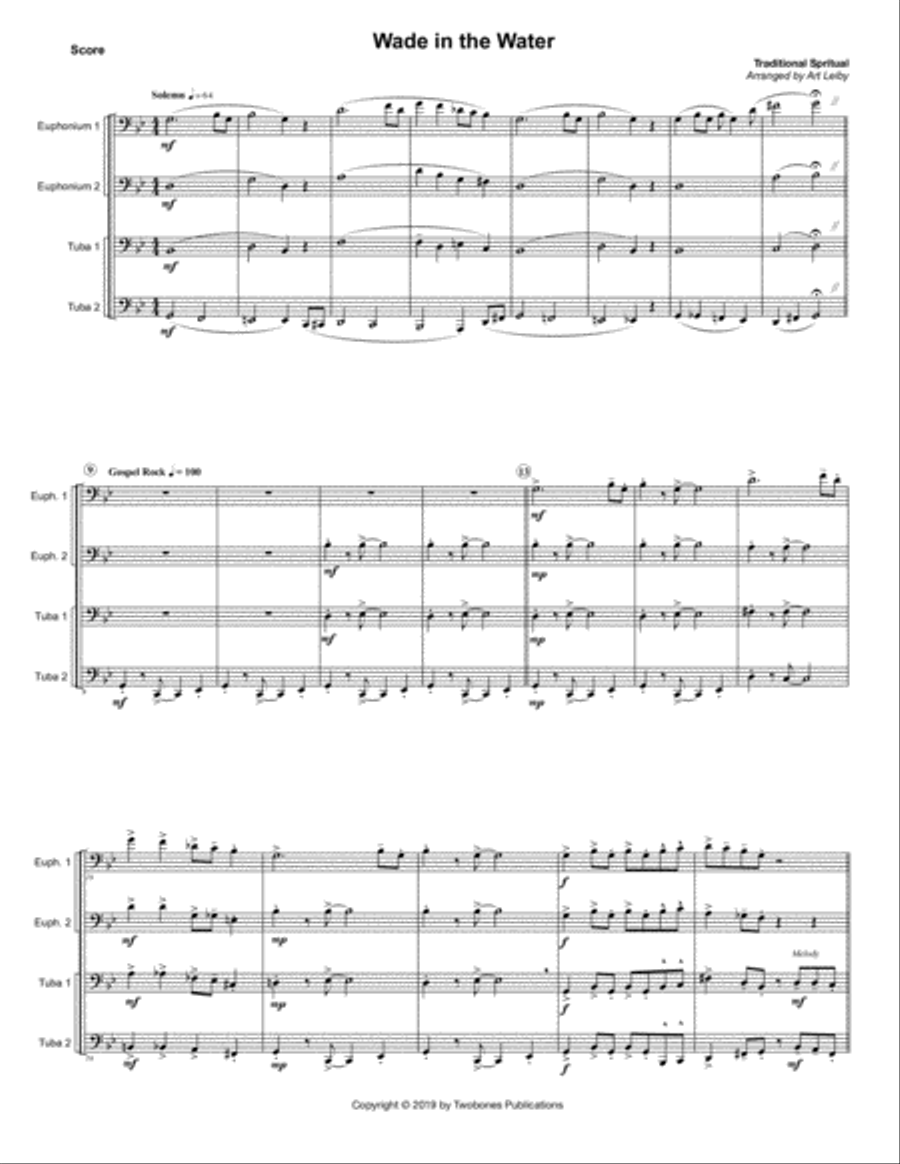Wade in the Water Brass Ensemble scores gallery preview page 1