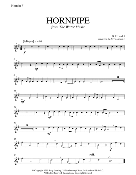 Hornpipe from 'The Water Music' (brass quintet) image number null