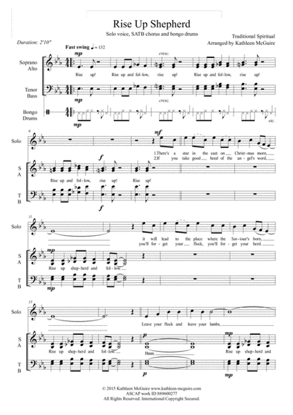 RISE UP SHEPHERD - traditional spiritual arr Kathleen McGuire (SATB a cappella, percussion) image number null
