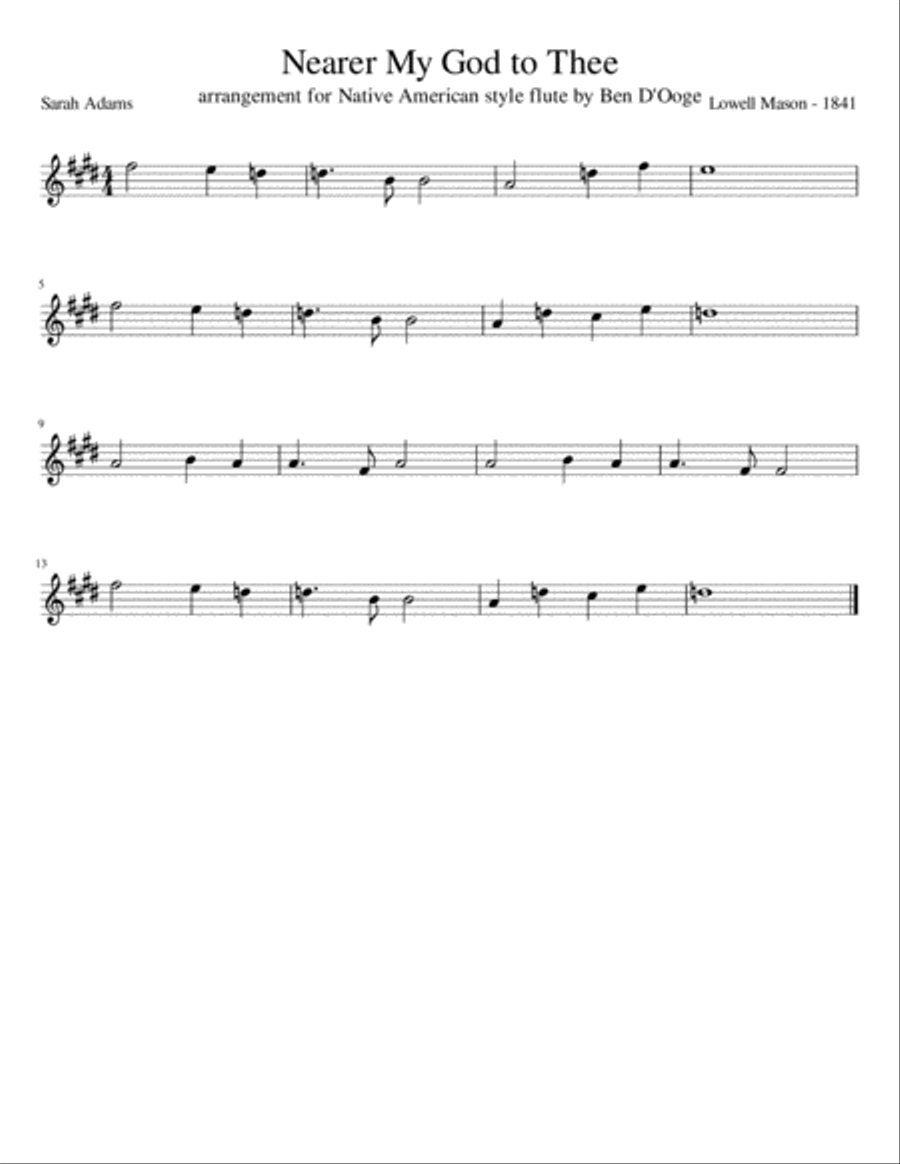 Nearer My God to Thee, for Native American style flute Flute Solo scores gallery preview page 1