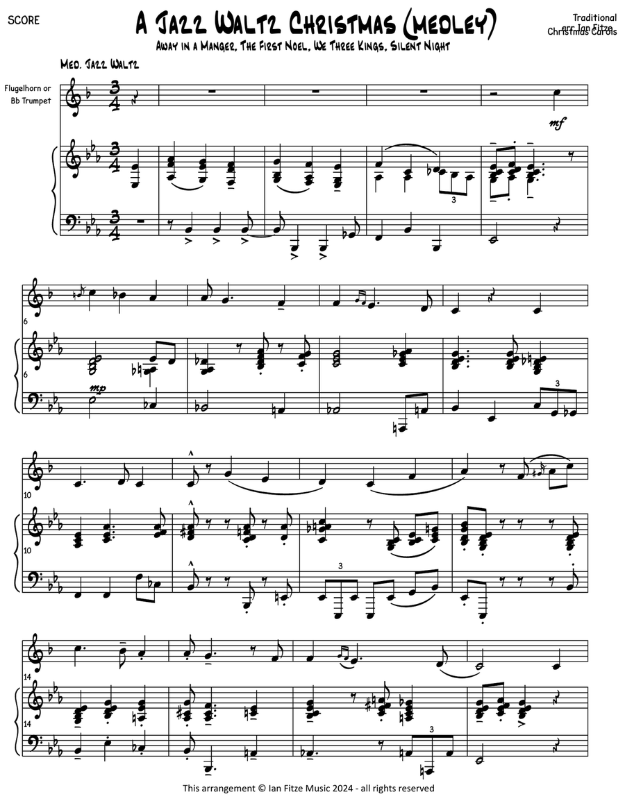A Jazz Waltz Christmas (medley) B-Flat Trumpet scores gallery preview page 4