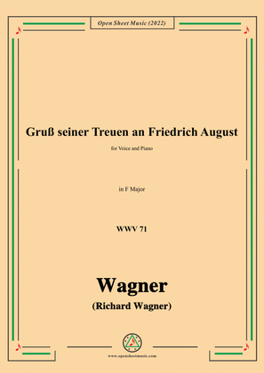 Book cover for R. Wagner-Gruß seiner Treuen an Friedrich August,WWV 71,in F Major