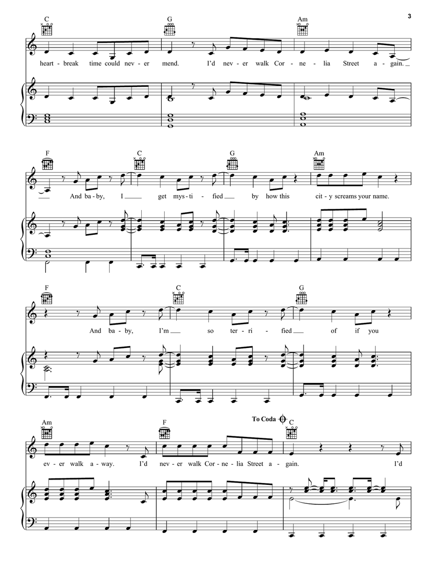 Cornelia Street Piano, Vocal, Guitar scores gallery preview page 3
