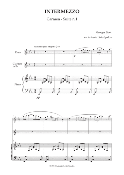 Carmen Intermezzo (Entr'acte) for Piano, Flute and Clarinet image number null
