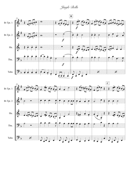 Jingle Bells for Brass Quintet : Score & Parts image number null