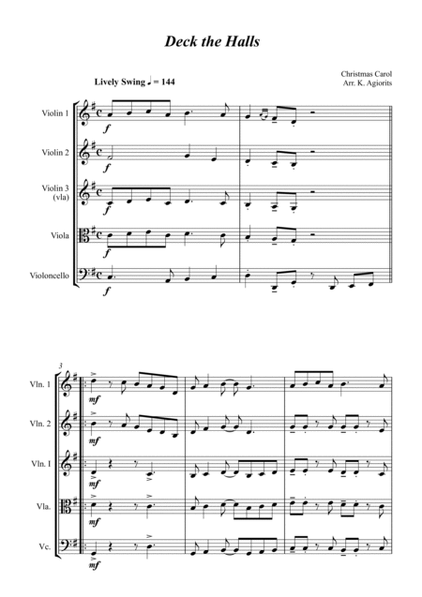 Jazz Carols Collection String Quartet - Set 3: Deck the Halls; Good King Wenceslas; Joy to the World image number null