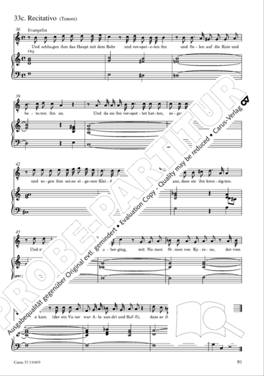Markuspassion. Werkausgabe Reihe 1, Bd. 7 (Homilius) 4-Part scores gallery preview page 98