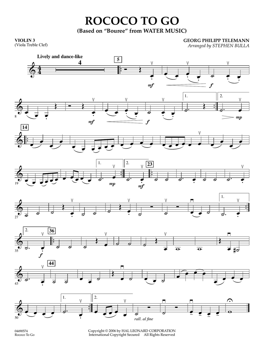 Rococo to Go - Violin 3 (Viola T.C.) Orchestra scores gallery preview page 1