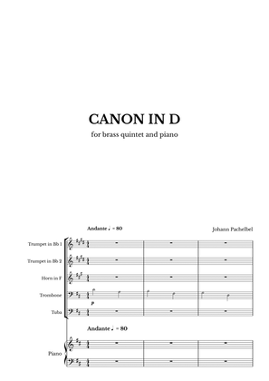 Book cover for Canon in D for Brass Quintet and Piano