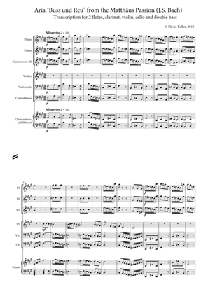 Aria "Buß und Reu" (Matthäus-Passion). Transcription for chamber ensemble.