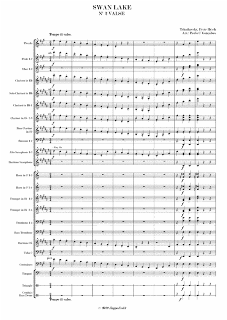 SWAN LAKE - Nº 2 VALSE - P. I. TSCHAIKOSKY Concert Band scores gallery preview page 3