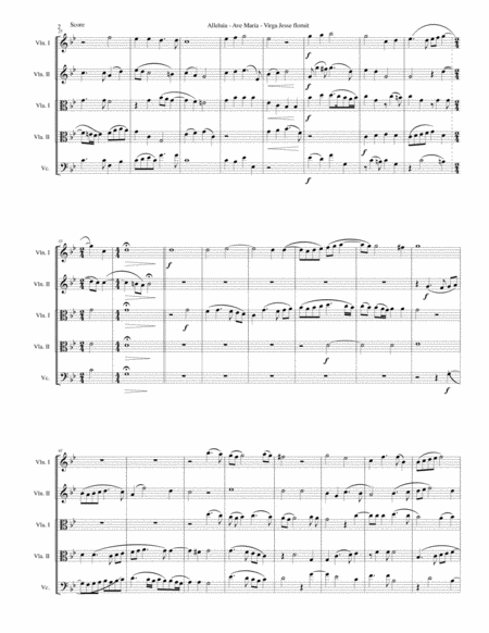 Alleluia - Ave Maria - Virga Jesse floruit arranged for string quintet (2 violins, 2 violas, 1 cello image number null