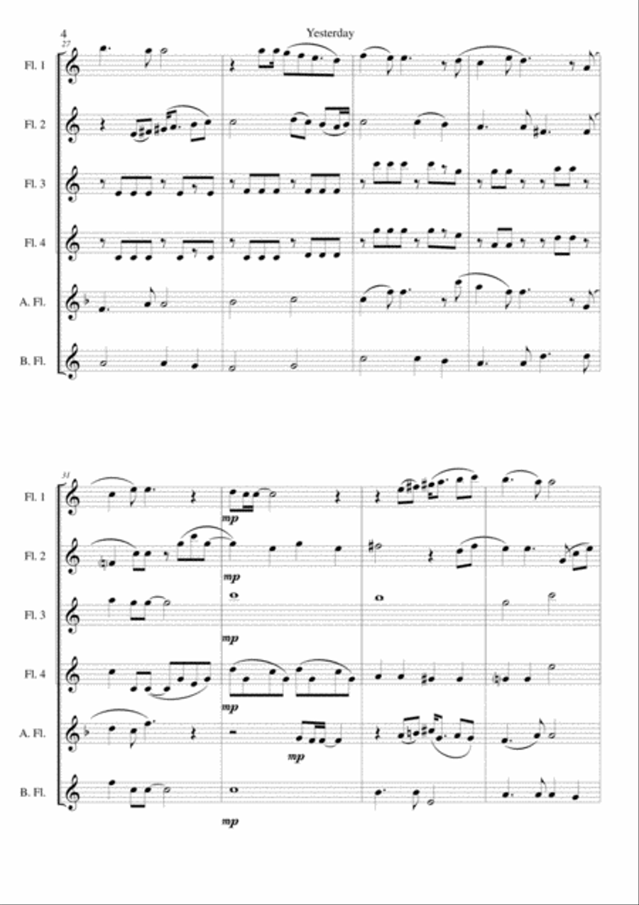 Yesterday Woodwind Ensemble scores gallery preview page 4