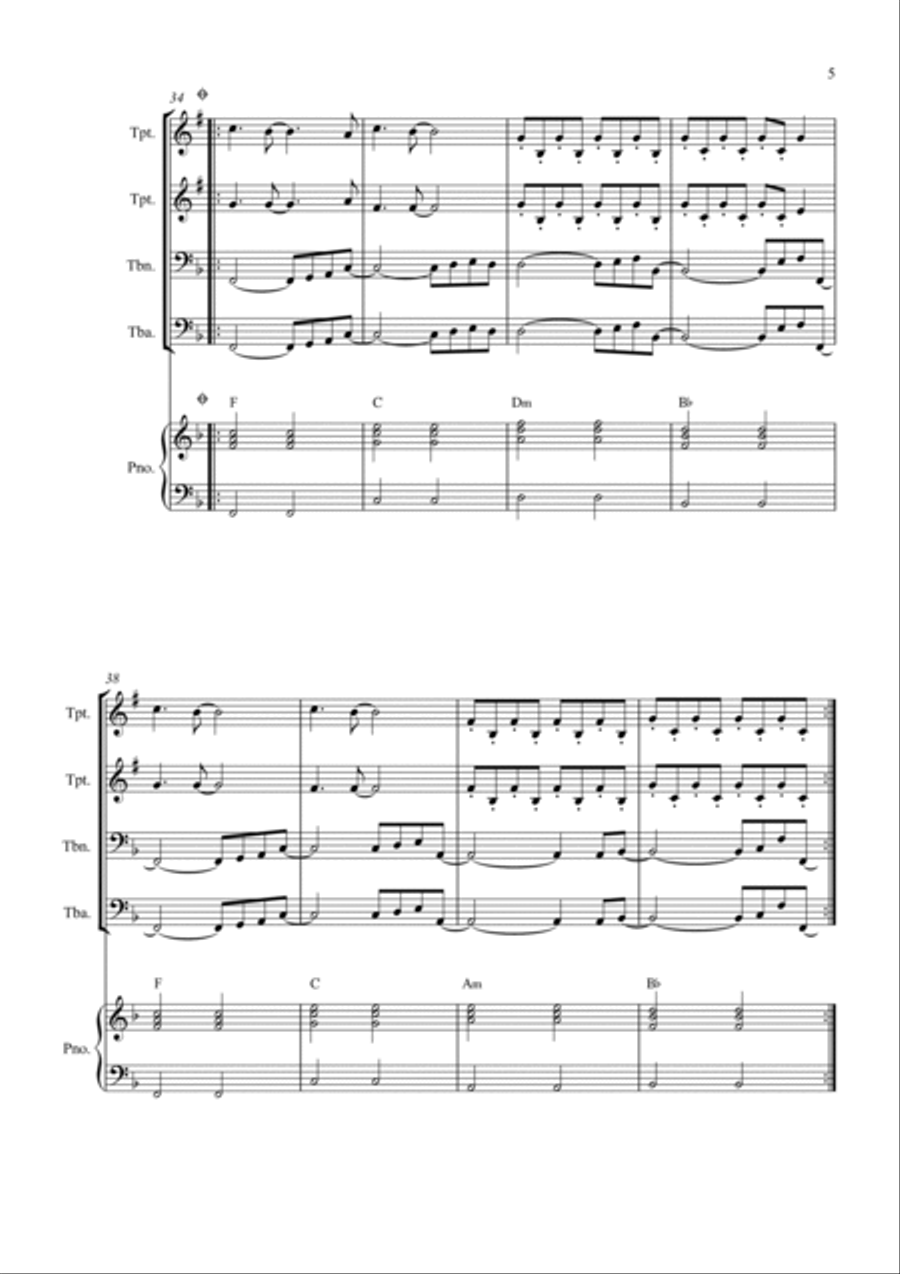 Don't Stop Believin' Brass Quartet scores gallery preview page 5