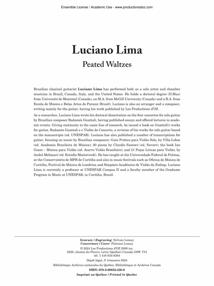 Peated Waltzes Classical Guitar scores gallery preview page 1