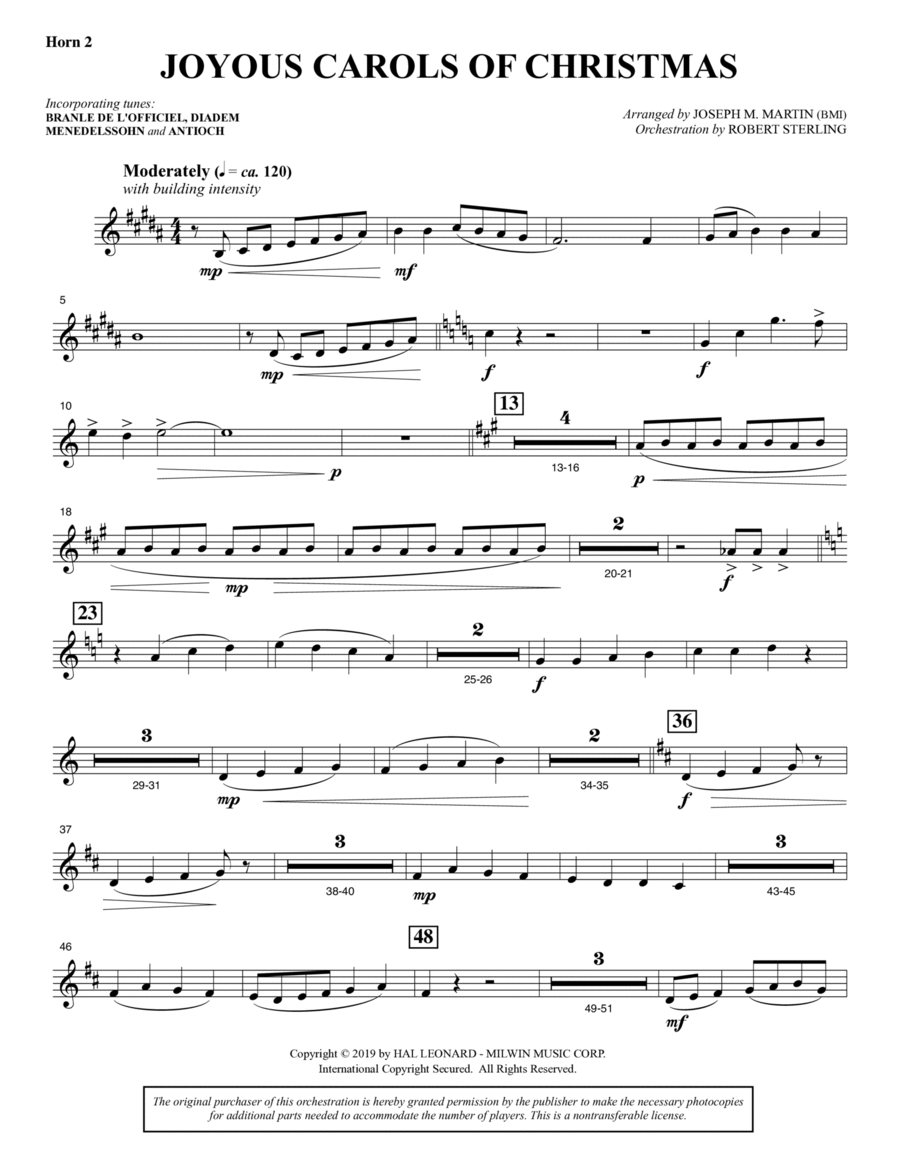 Joyous Carols of Christmas (Full Orchestra) - F Horn 2 Choir scores gallery preview page 1