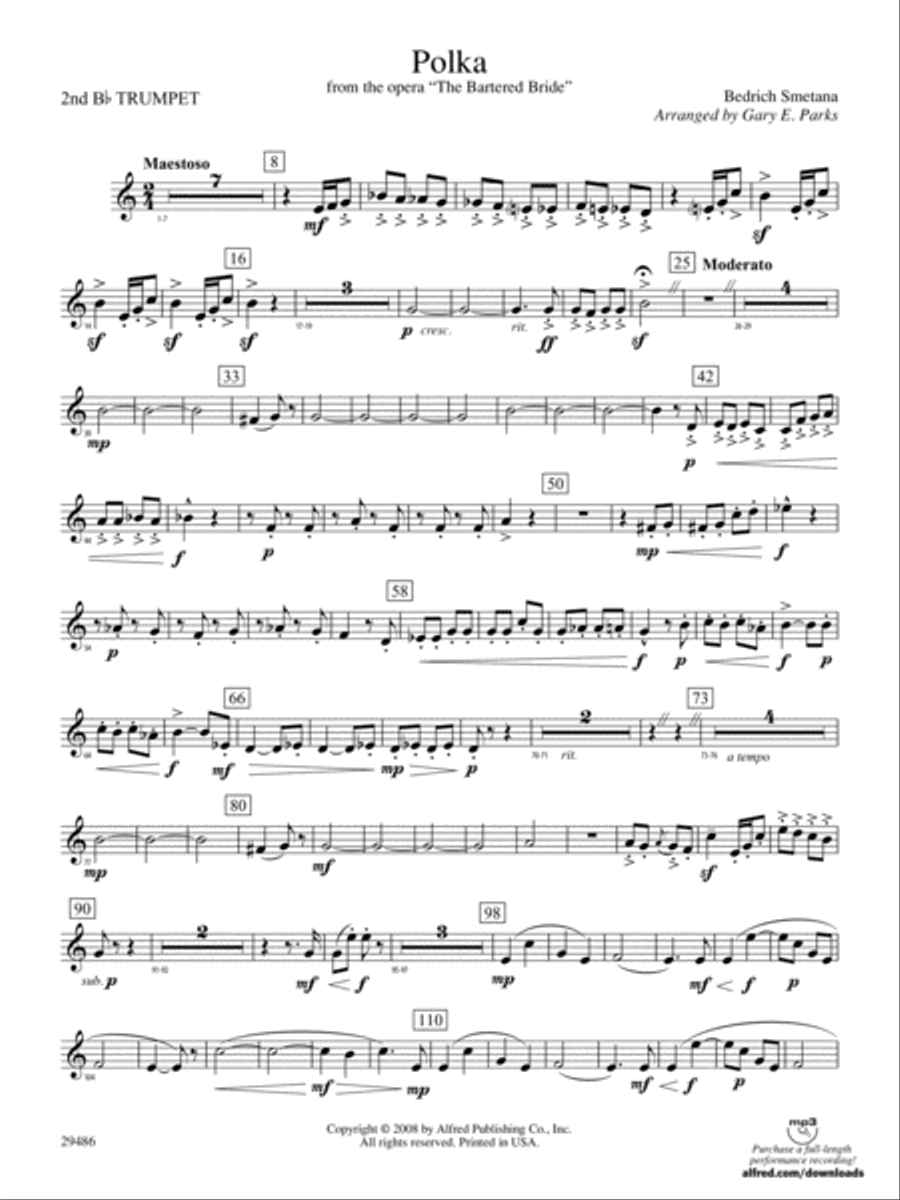Polka from The Bartered Bride: 2nd B-flat Trumpet Concert Band scores gallery preview page 1