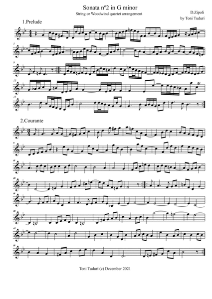 Sonata nº2 in G minor of D.Zipoli arrangement for quartet formations