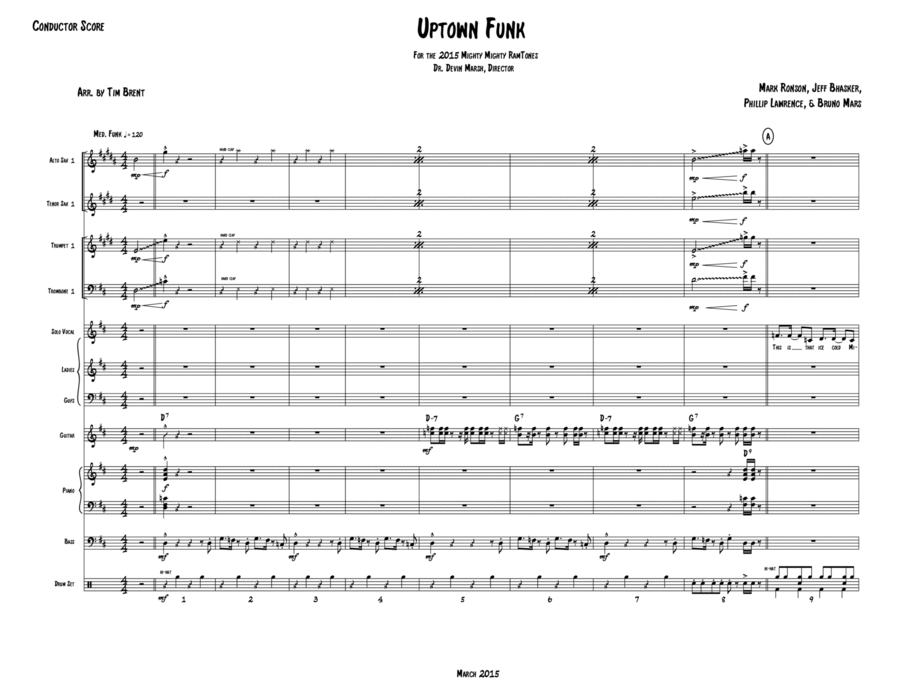Uptown Funk 4-Part scores gallery preview page 1