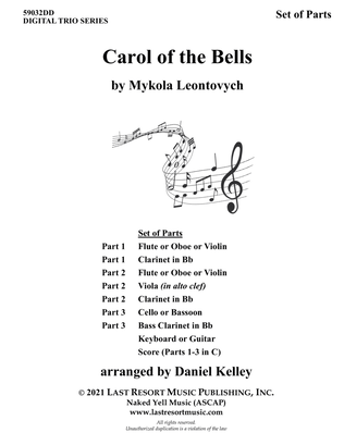 Book cover for Carol of the Bells for String Trio (or Wind Trio or Mixed Trio) Music for Three
