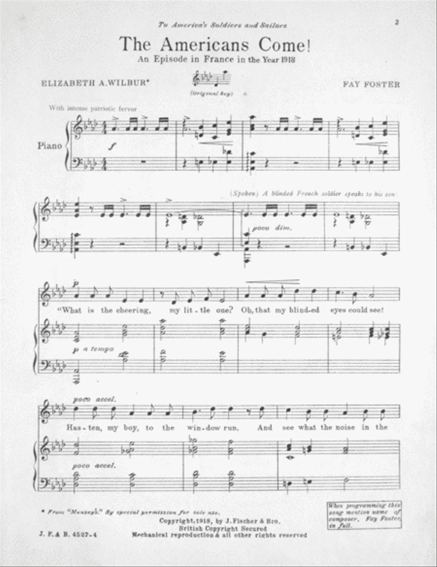 The Americans Come! An Episode in France in the Year 1918. A Victory Song Voice scores gallery preview page 2